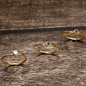 Bague plaqué or galet 3