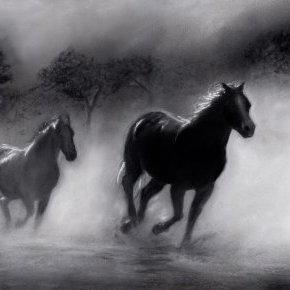 6 Galop dans la brume Pastel Faustine