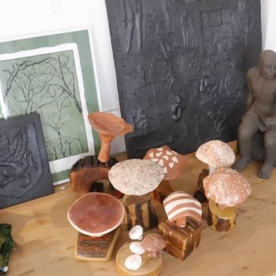 bas relief champignons aquagravure