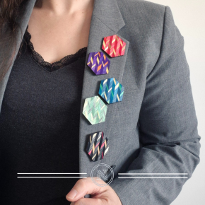 Broches HEXA Les Marqueteries de Nath