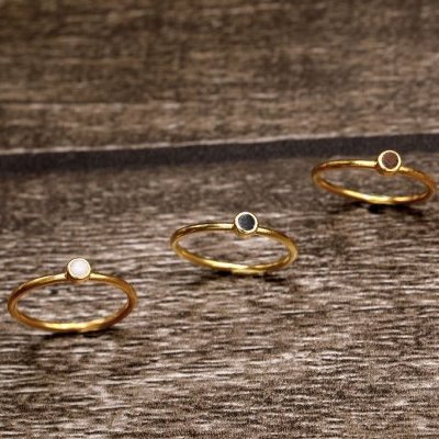 Bague plaqué or galet 3